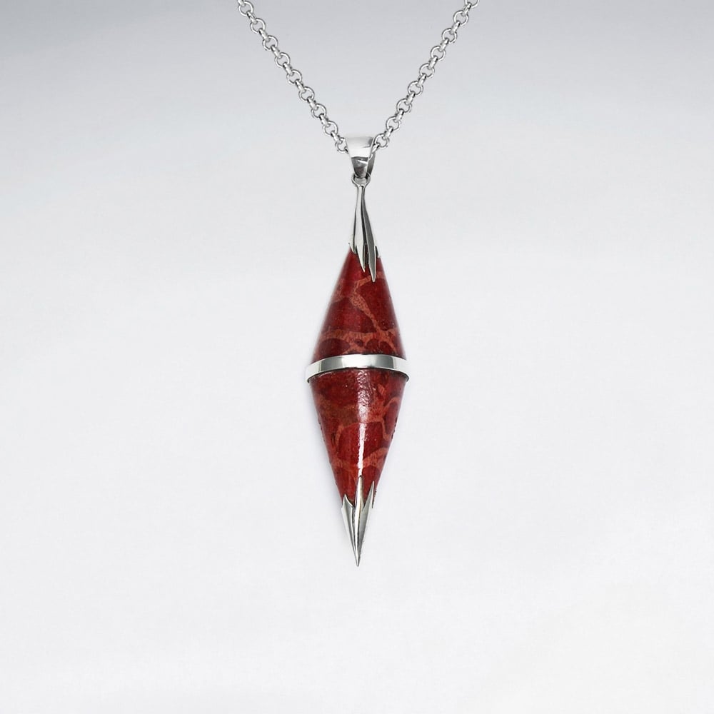 Sterling Silver With Coral Pendant