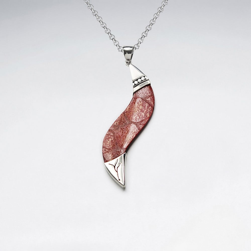 Sterling Silver With Coral Pendant
