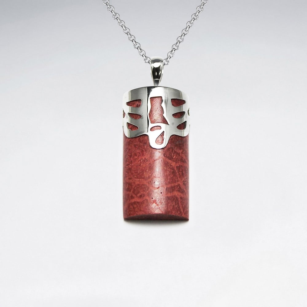 Sterling Silver With Coral Pendant