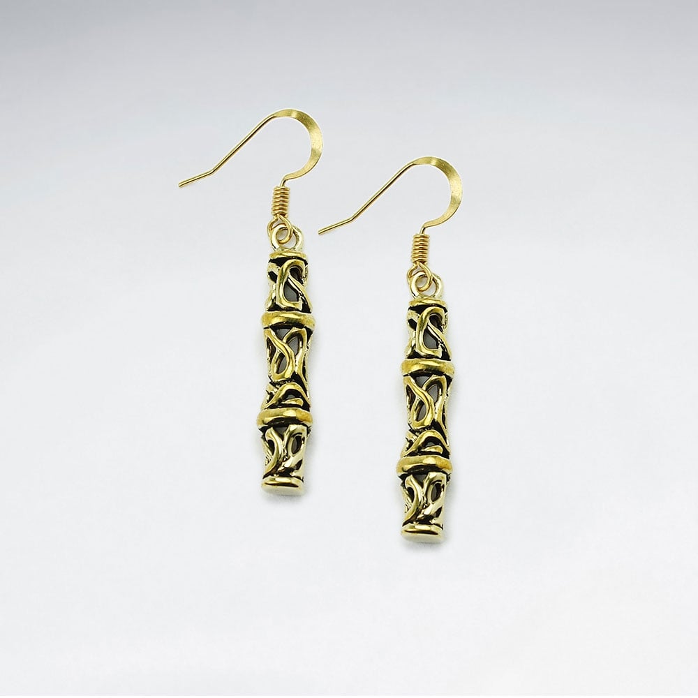 Tribal Brass Textured Artwork Dangle Earrings