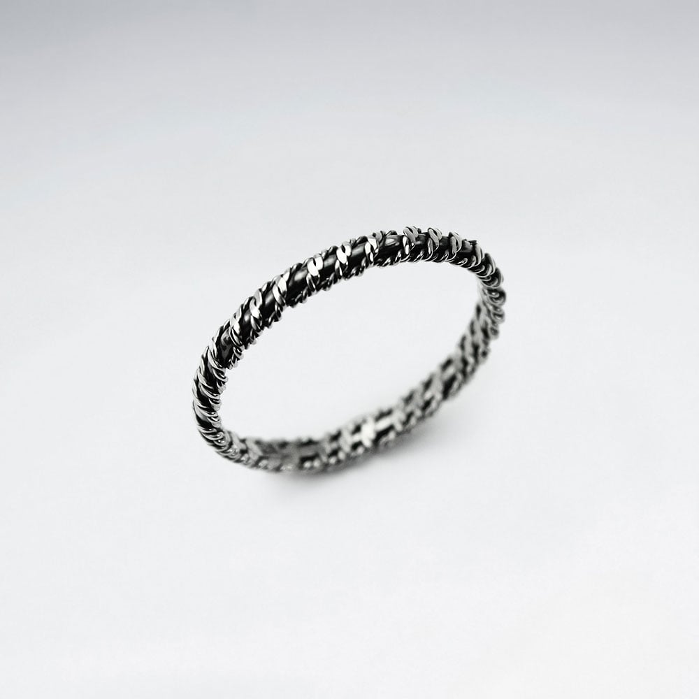 Oxidized Sterling Silver Wrap Textured Ring