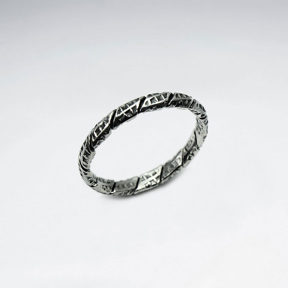 Oxidized Sterling Silver Hammered Style Ring