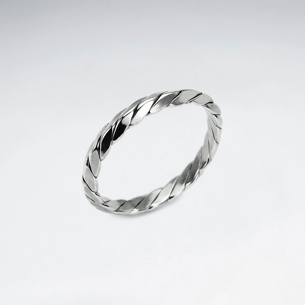 Oxidized Silver Rope Twist Ring