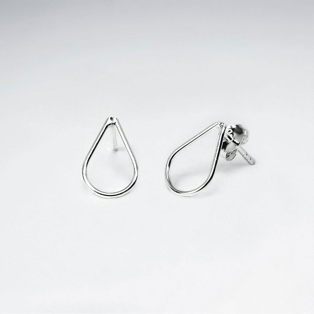 Sterling Silver Openwork Teardrop Stud Earrings