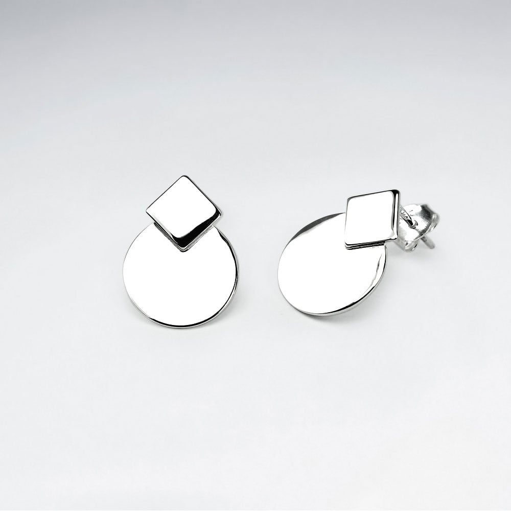 Sterling Silver Teardrop Marquise Silhouette Stud Earrings