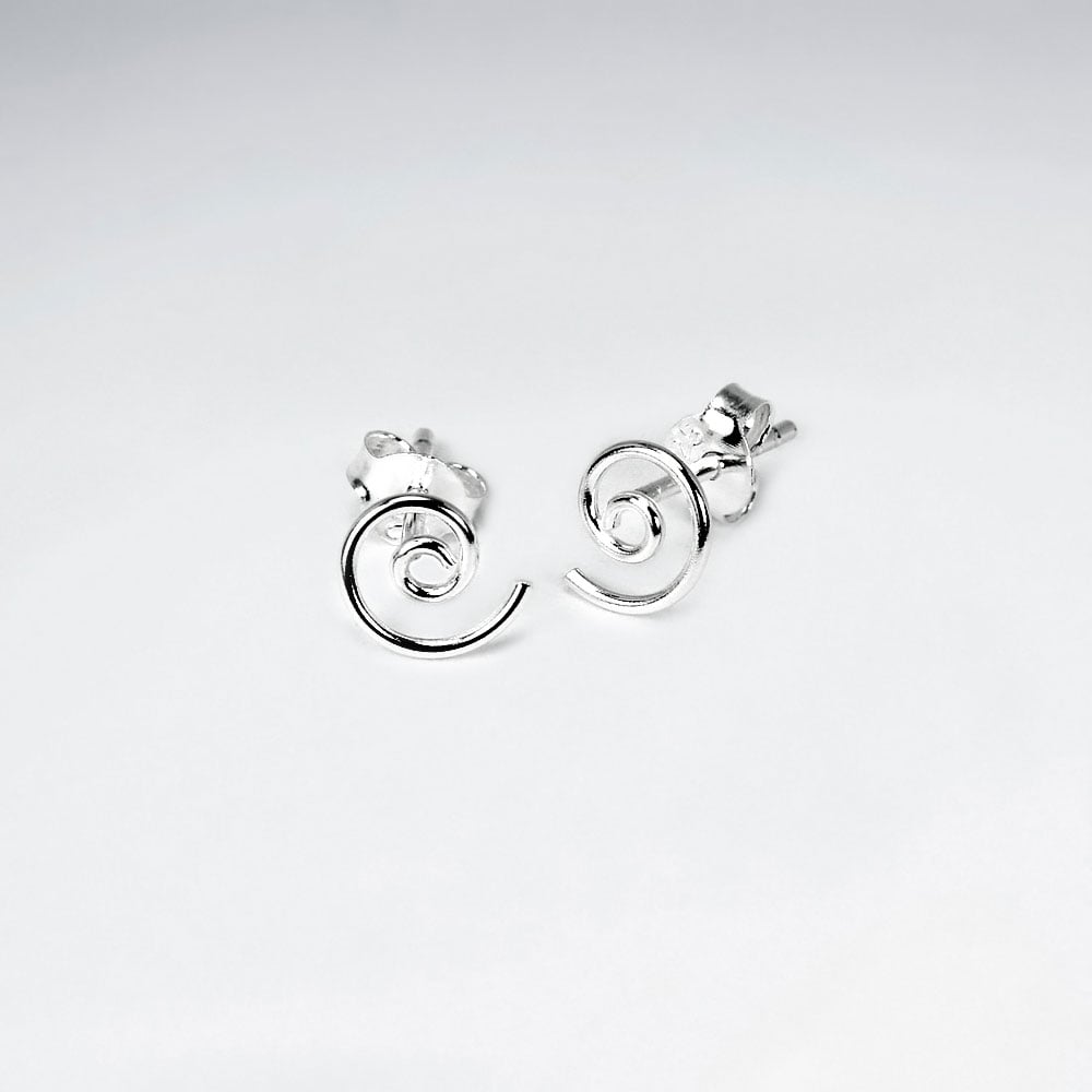 Openwork Silver Spiral Stud Earrings