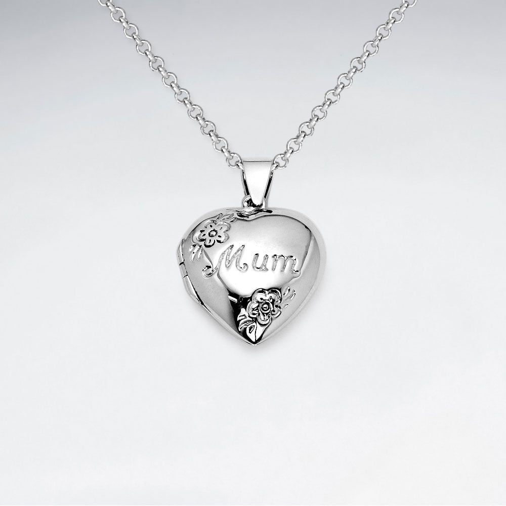 Polished Sterling Silver "Mum" Pendant Locket