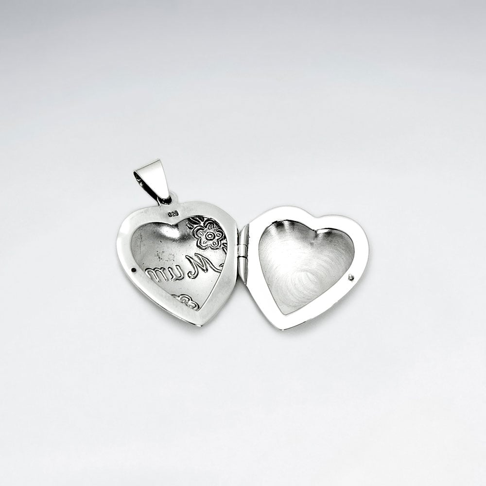 Polished Sterling Silver "Mum" Pendant Locket