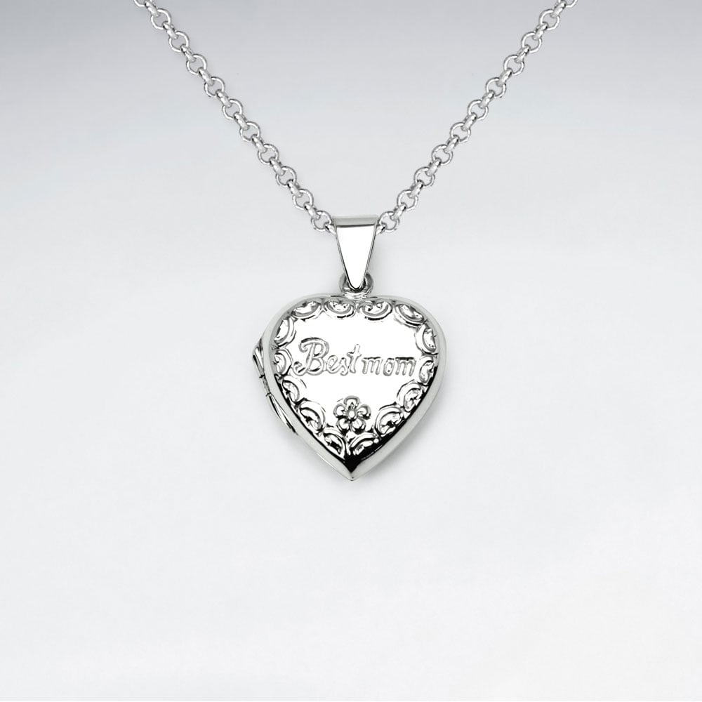 Cherished Sterling Silver "Best Mom" Pendant Locket