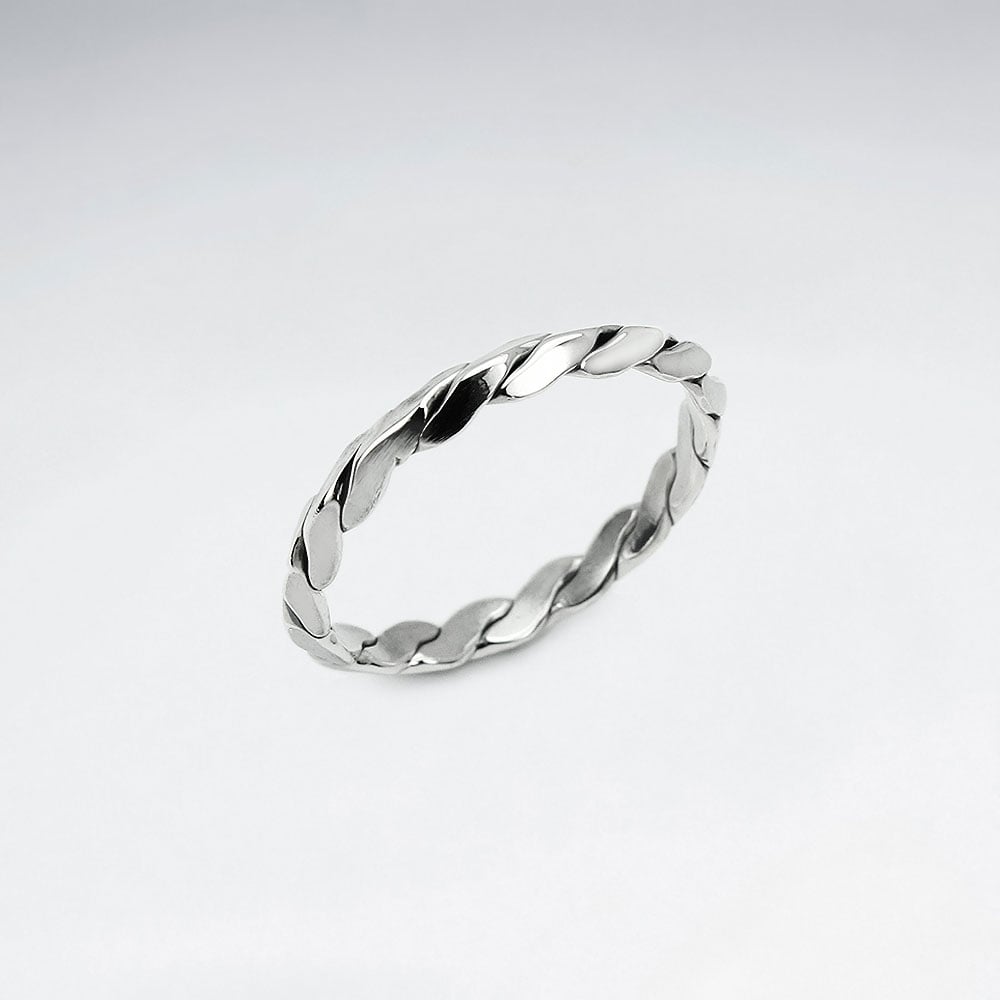Oxidized Silver Twist Wrap Slim Style Ring