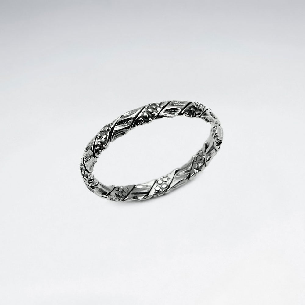 Oxidized Silver Textured Filigree Ring