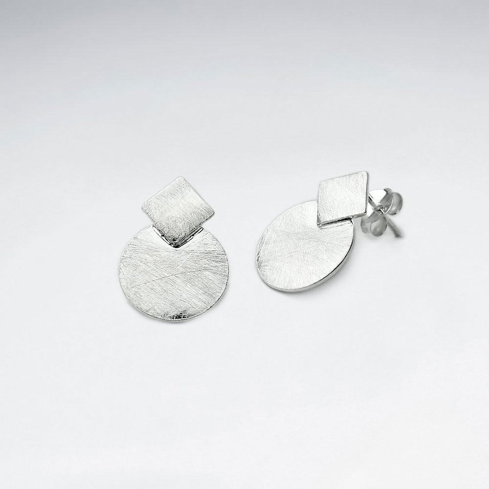 Sterling Silver Teardrop Marquise Silhouette Stud Earrings
