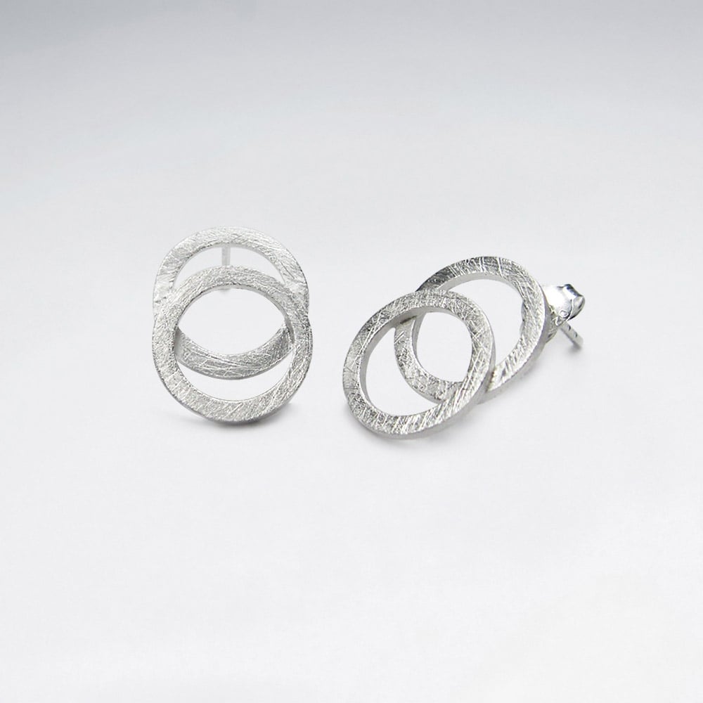 925 Silver Double Openwork Circle Stud Earrings