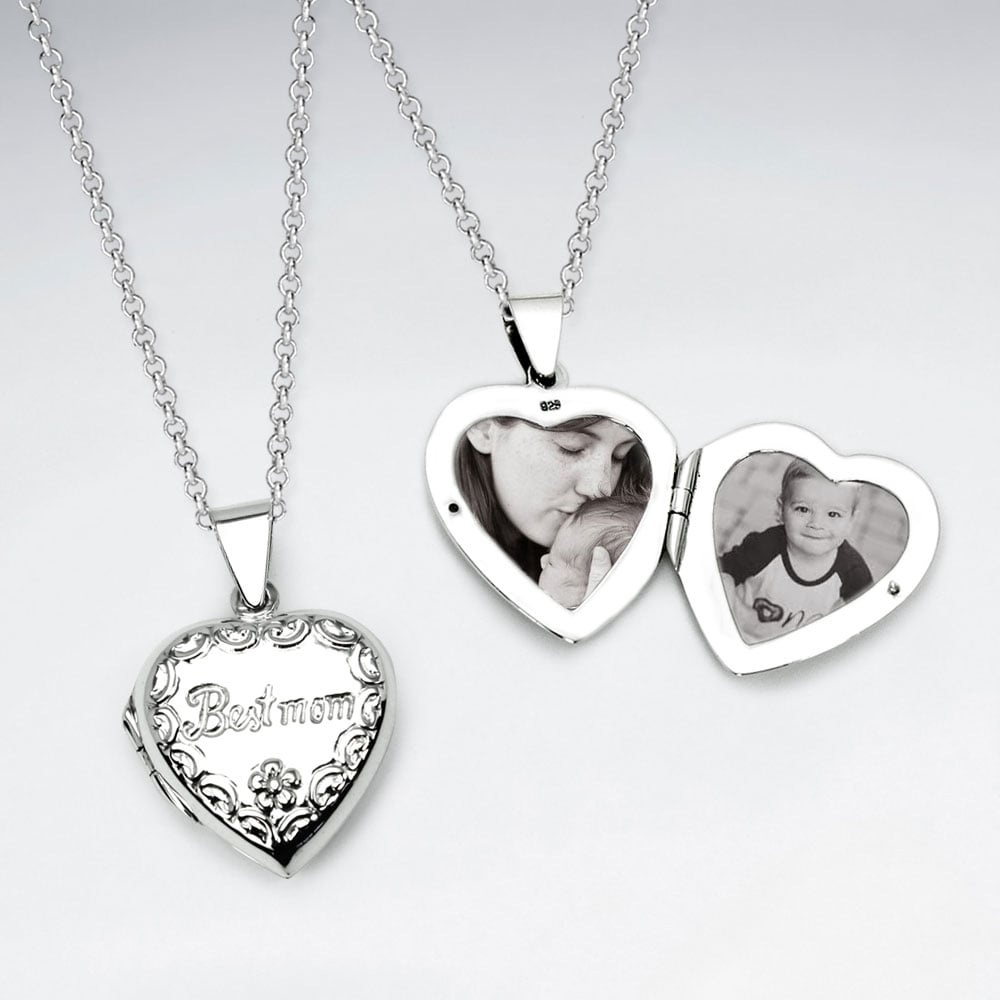 Cherished Sterling Silver "Best Mom" Pendant Locket