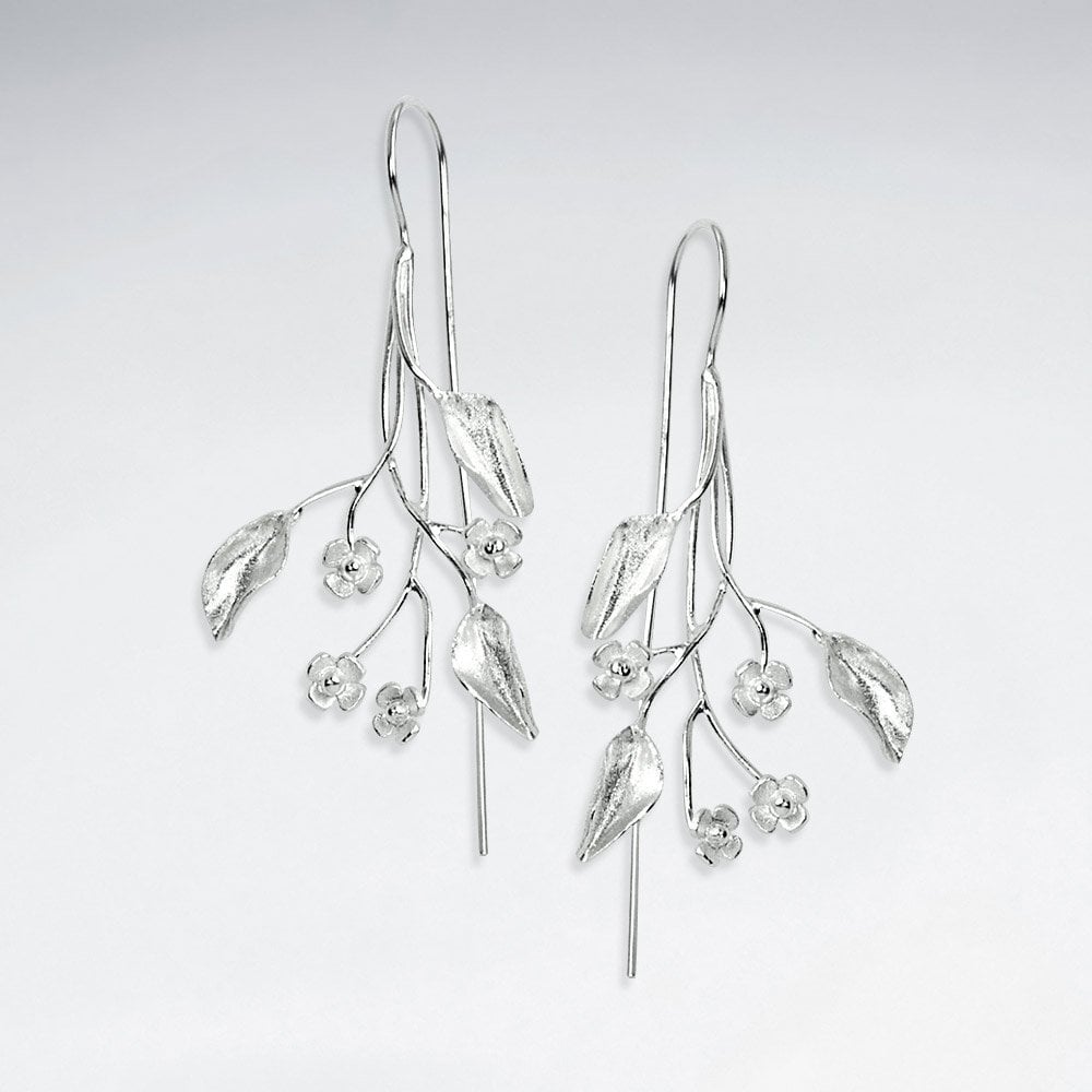 Delicate Branching Floral Earrings in Sterling Silver