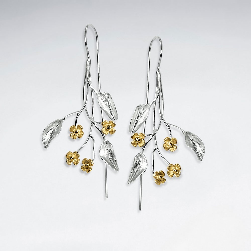 Delicate Branching Floral Earrings in Sterling Silver