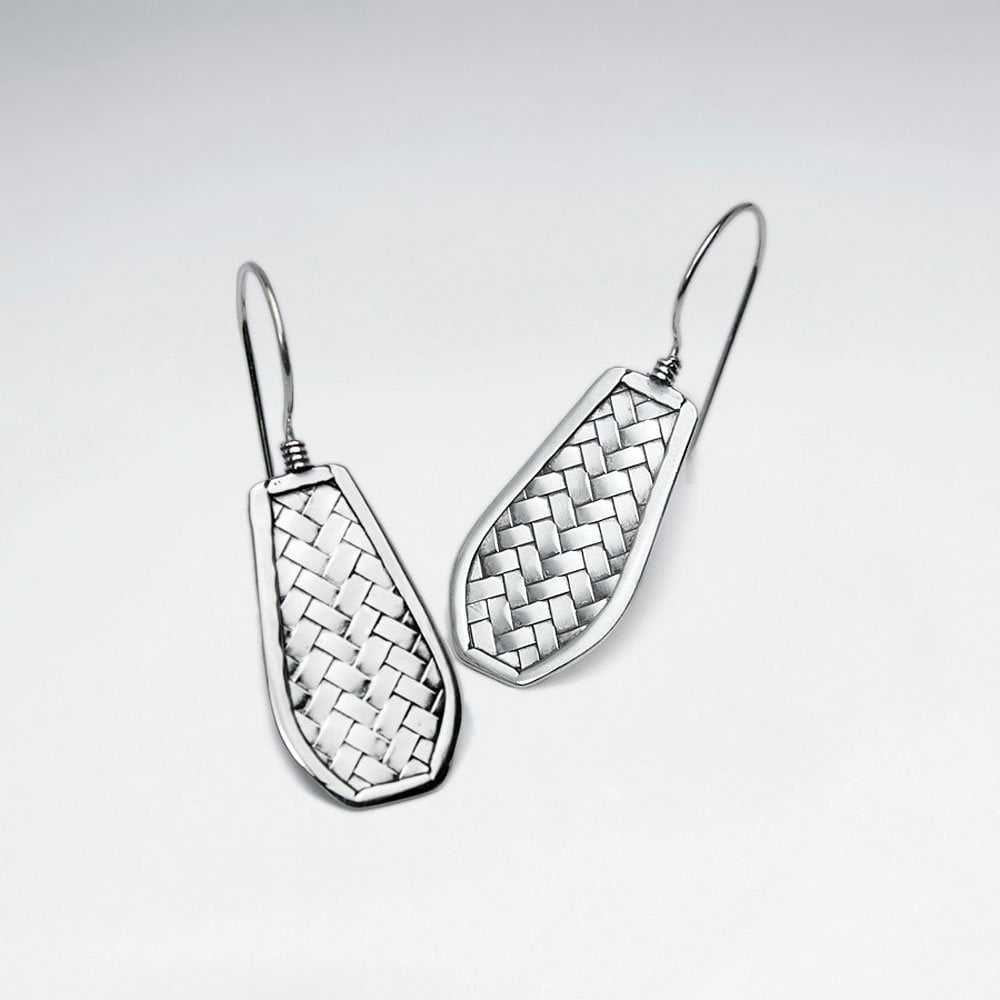 Classic Silver Cobblestone Textured Drop Hook Earrings