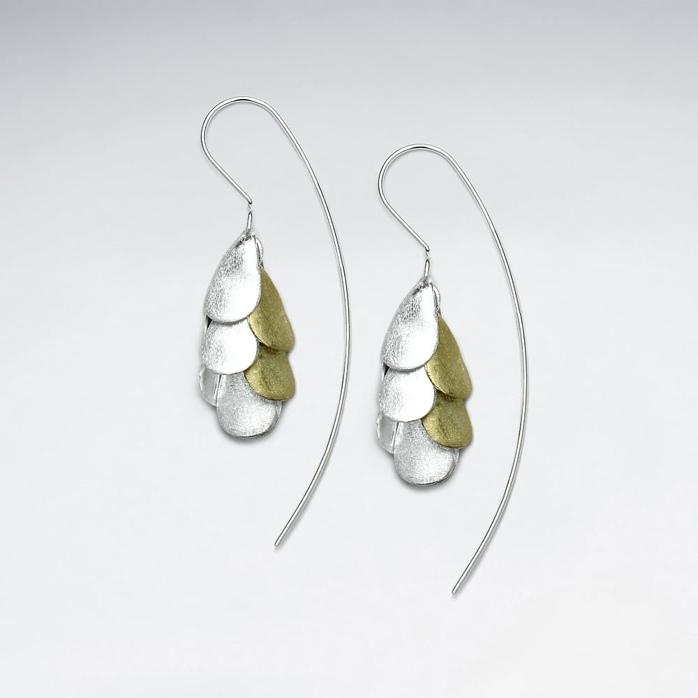 Matte Silver Teardrop Cascade Threader Earrings