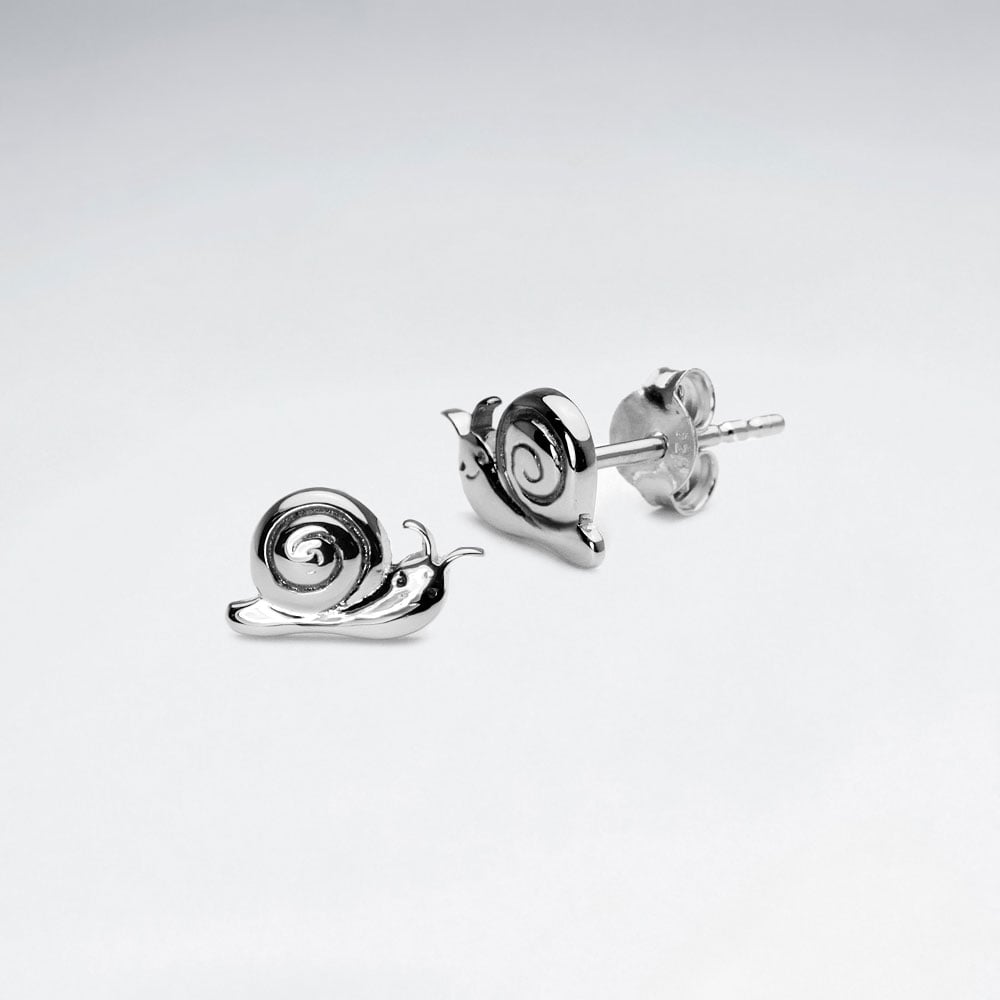 Polished Silver Snails Stud Earrings