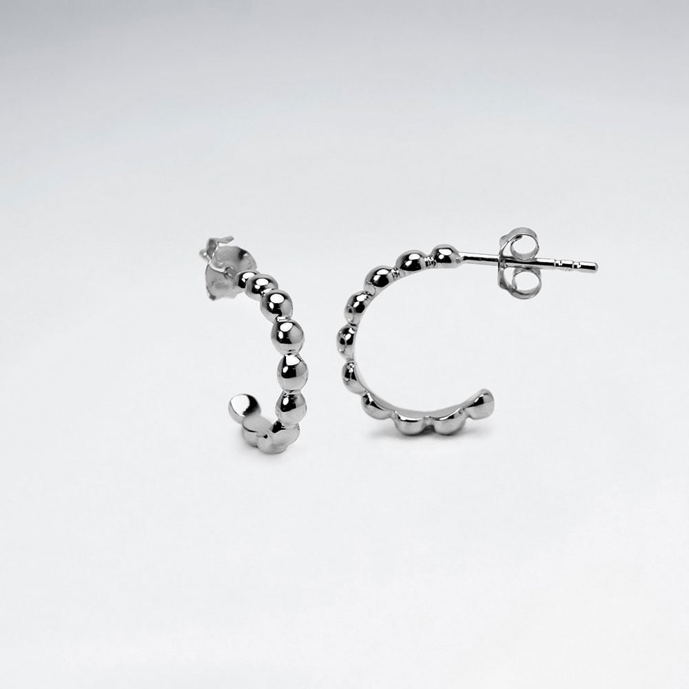 Sterling Silver Half Hoop Chain-Style Earrings