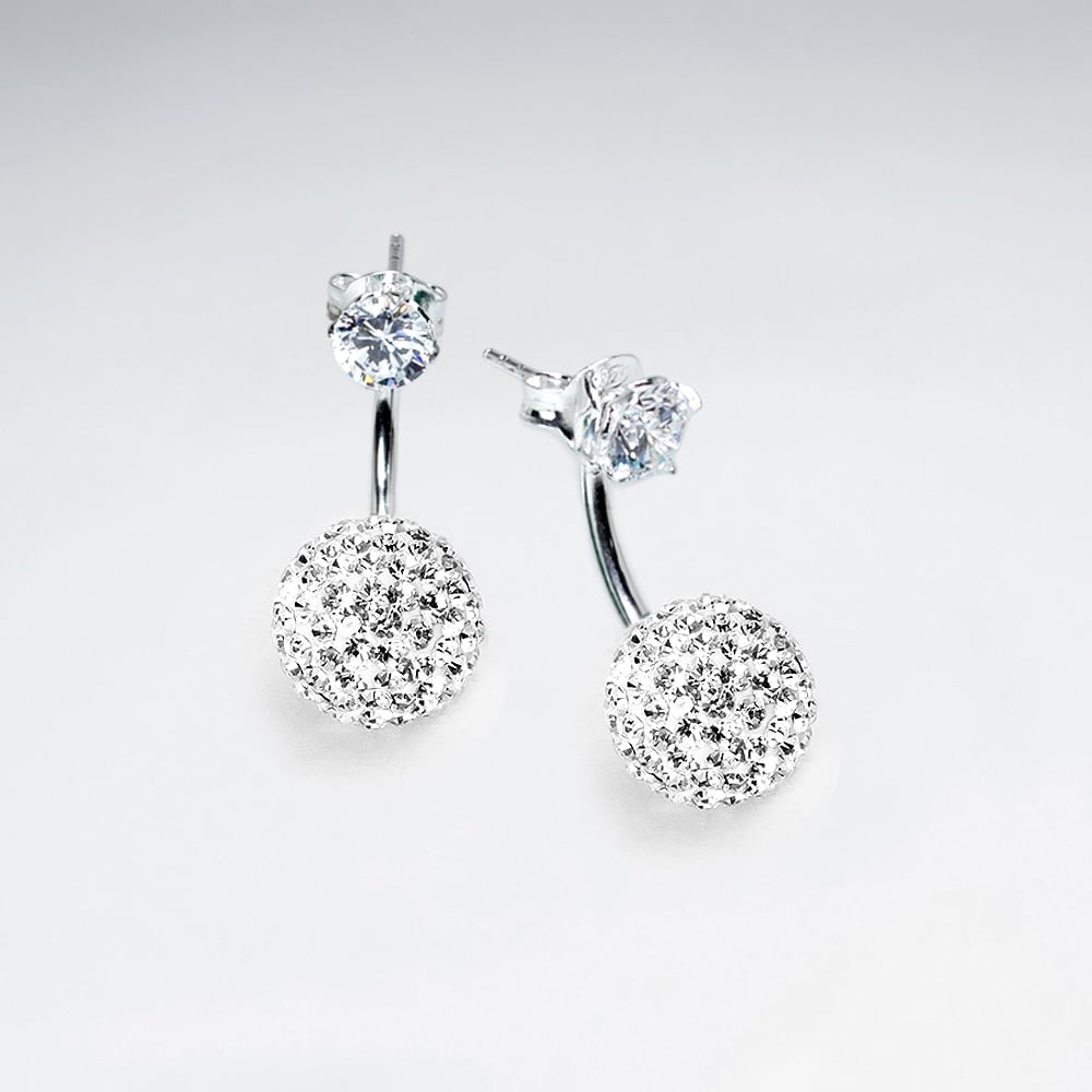 Yellow Tribal Mise En Double Sided Stud Earring With White CZ