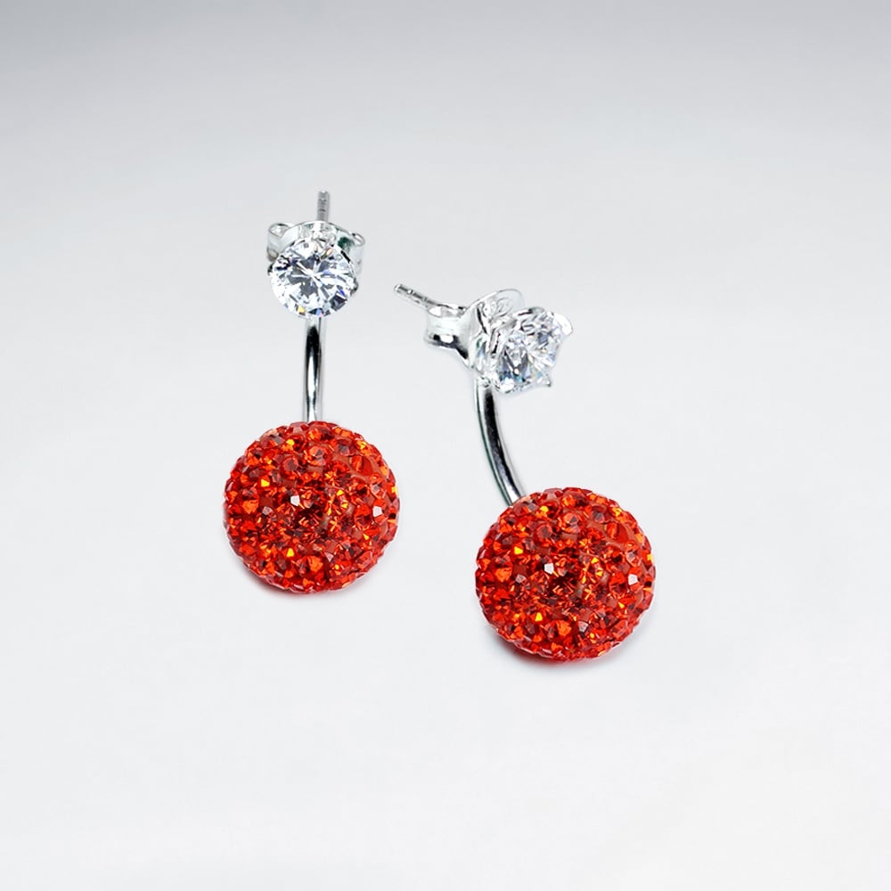 Yellow Tribal Mise En Double Sided Stud Earring With White CZ