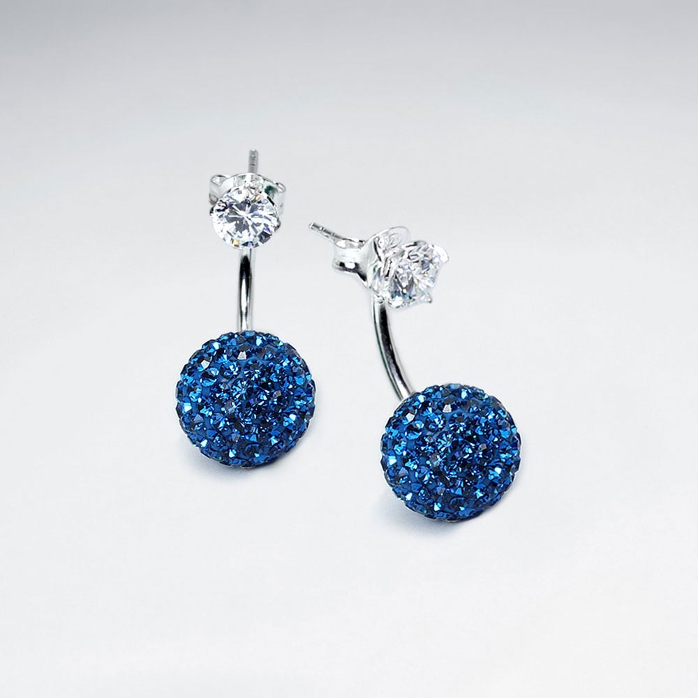Yellow Tribal Mise En Double Sided Stud Earring With White CZ