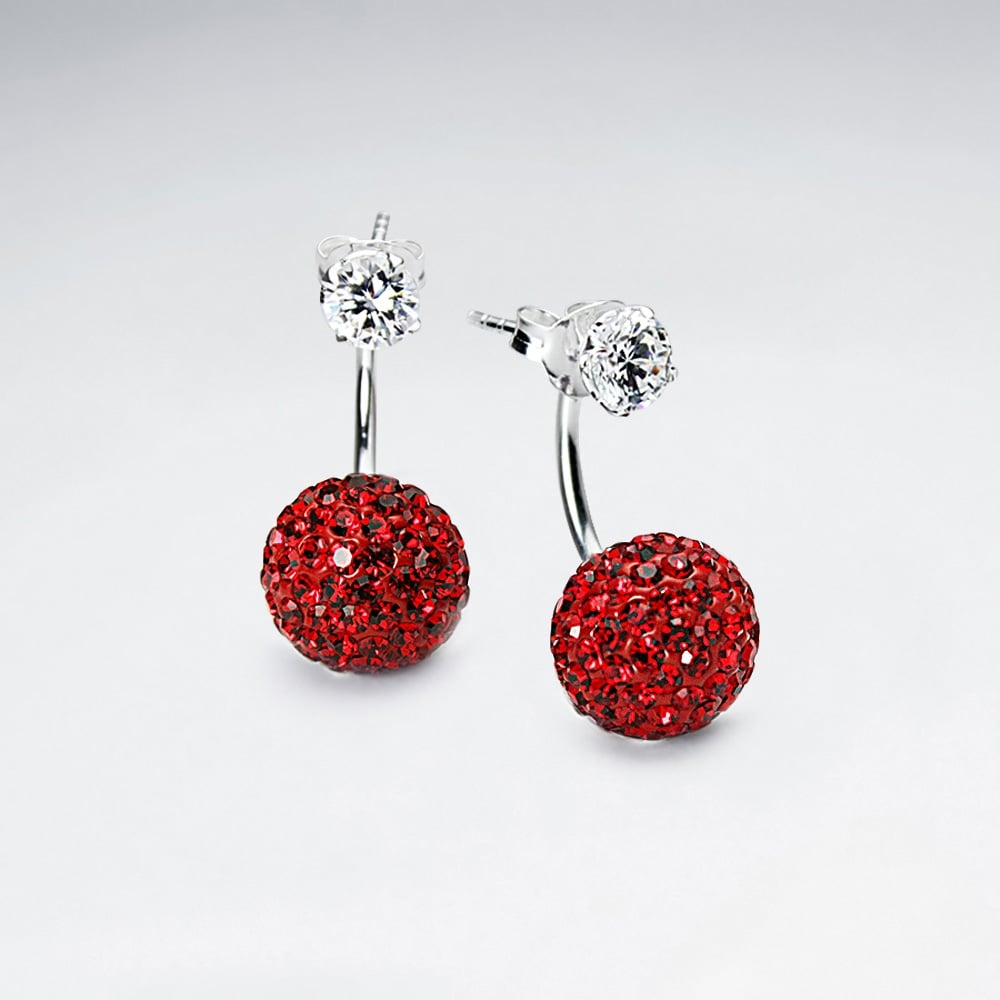 Yellow Tribal Mise En Double Sided Stud Earring With White CZ