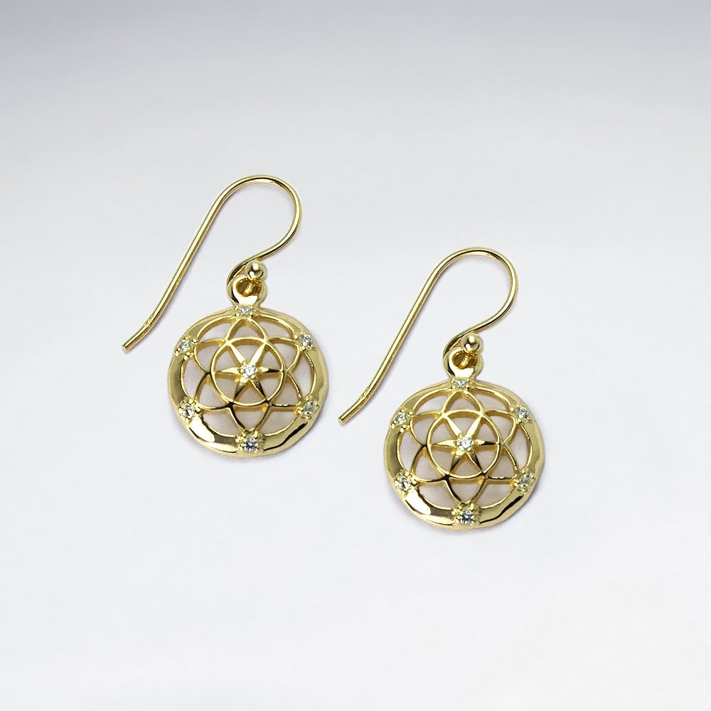 Elaborate Sterling Silver Filigree Circle Drop Earrings
