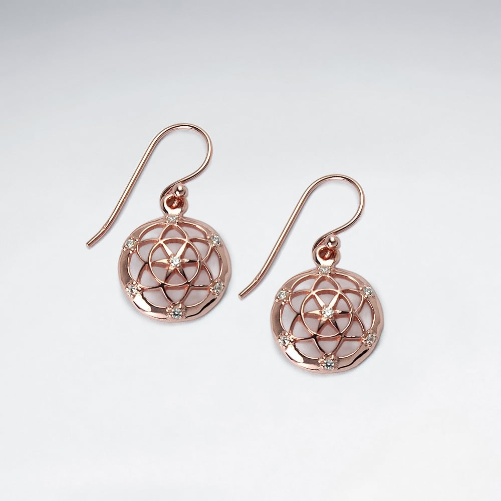 Elaborate Sterling Silver Filigree Circle Drop Earrings