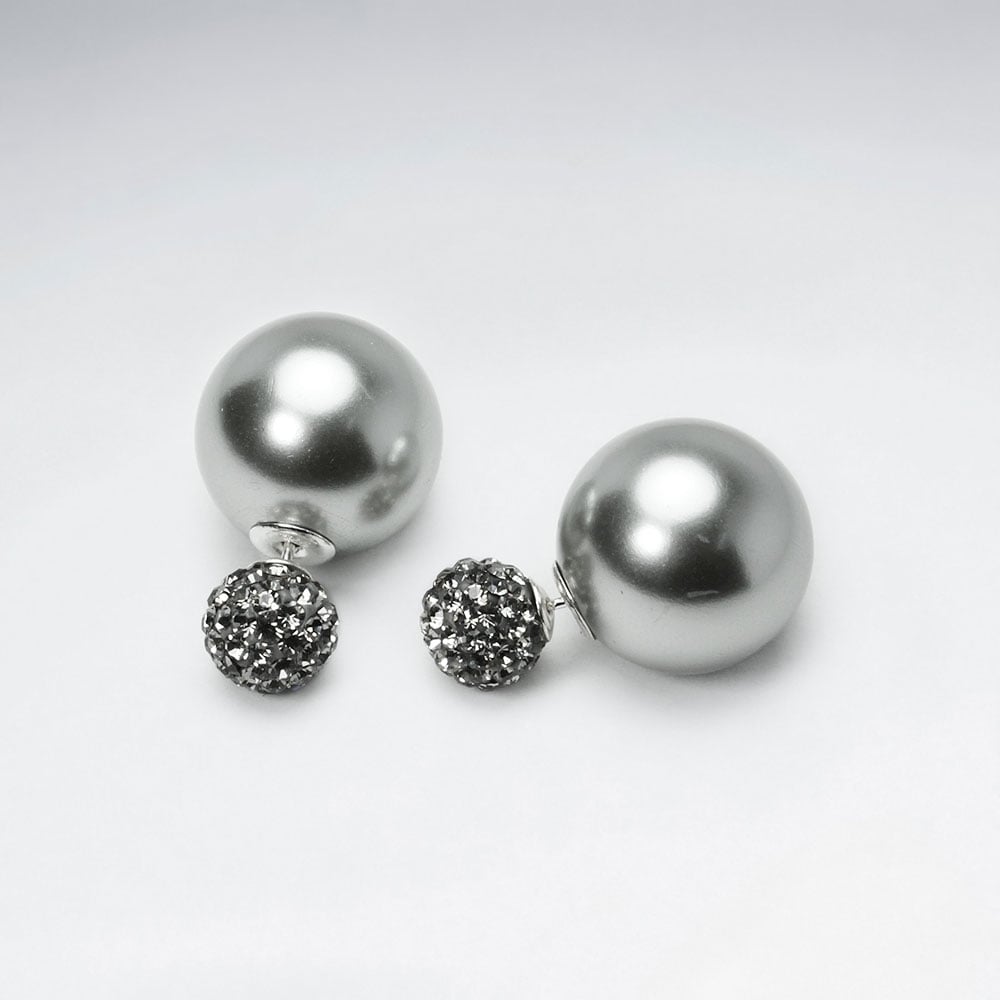 Elegant Finishes Faux Pearl Ball Stud Earrings
