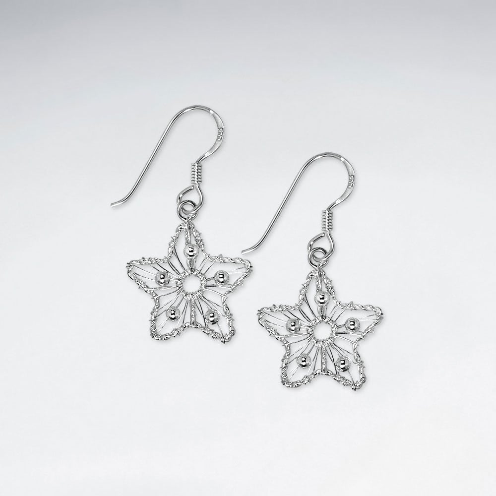 Wire Work Star Silver Earring