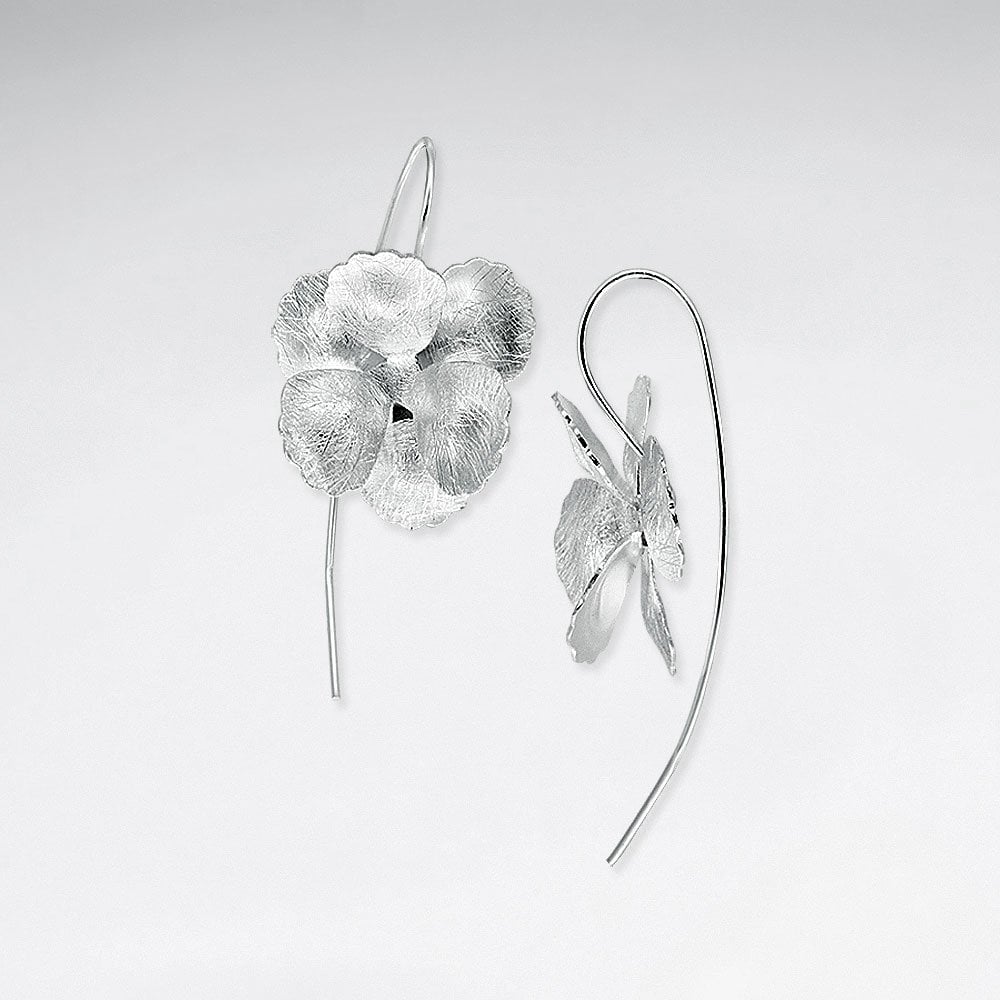 Stylish Brushed Hawaiian Blossom Drop Long Hook Earrings