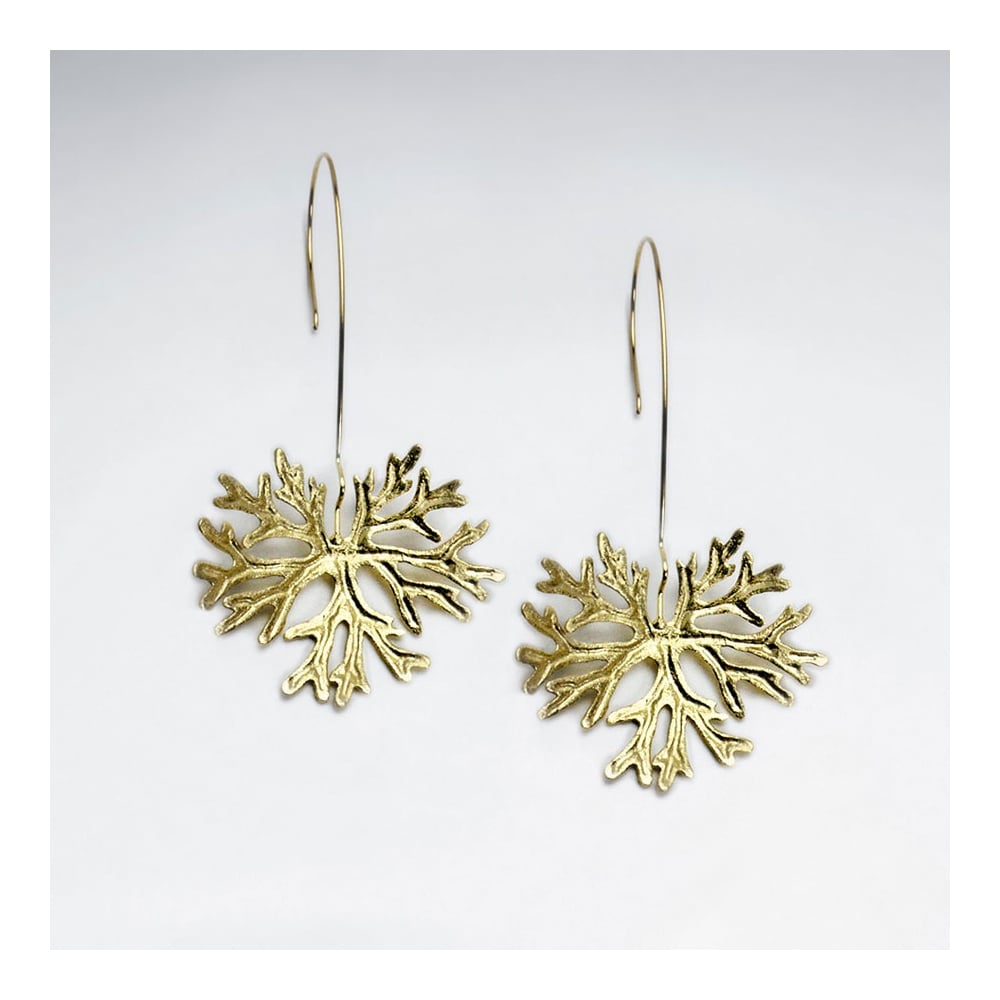 Crackled Leaf Inspired Silver Drop Hook Earrings