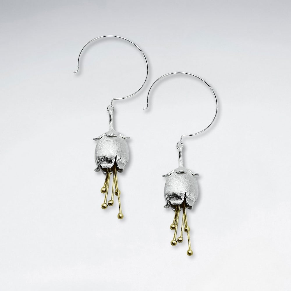 Silver Organic Chime Shape Dangle Earrings