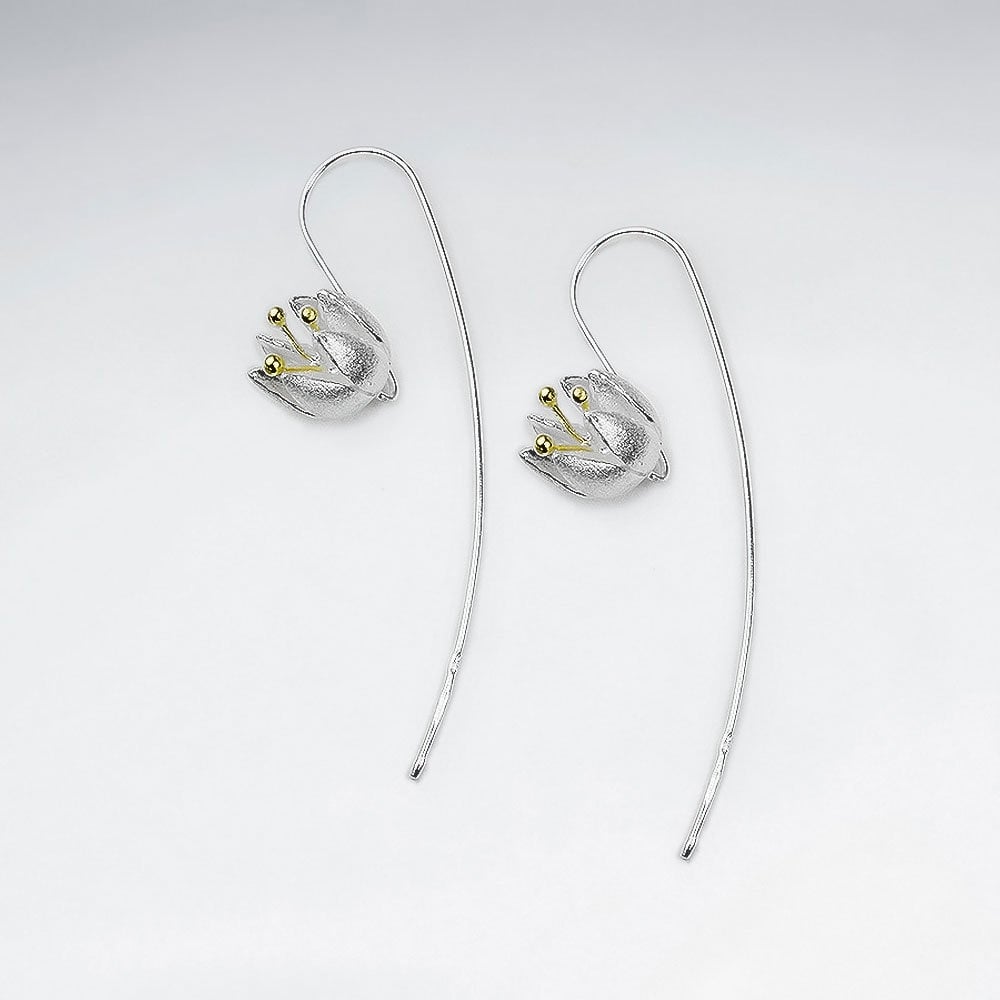 Flower Long Hook Earrings