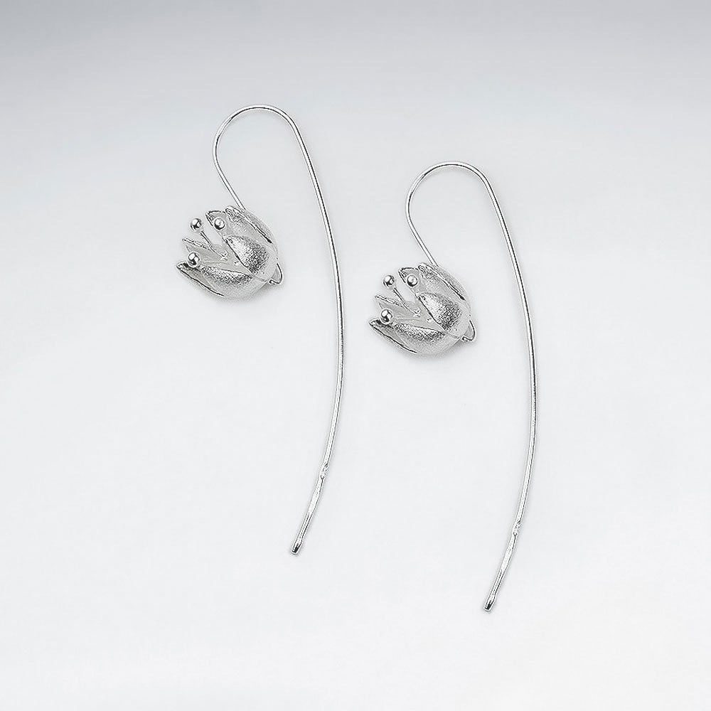 Flower Long Hook Earrings
