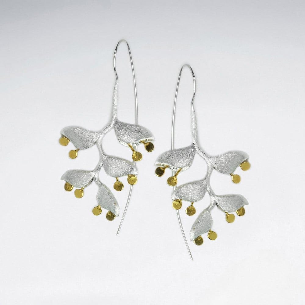 Gorgeous Silver Threader Leaf Chandelier Dangle Earrings