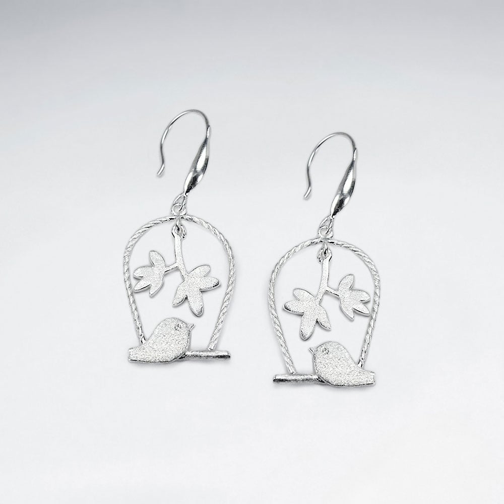 Birdcage Inspired Open Floral Design Drop Earrings