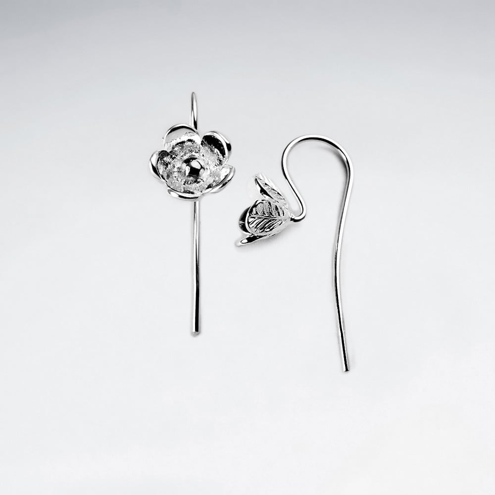 Dainty Flower Blossom Sterling Silver Feminine Earrings