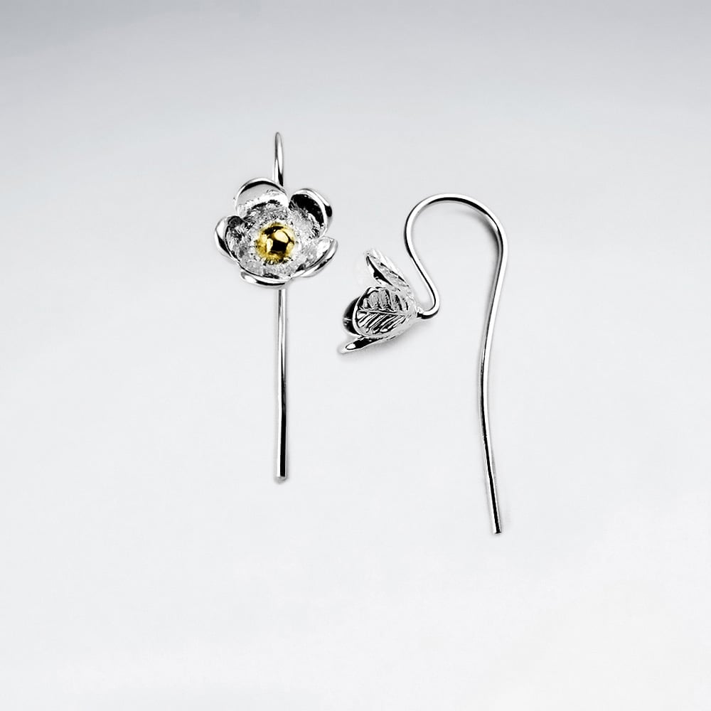 Dainty Flower Blossom Sterling Silver Feminine Earrings