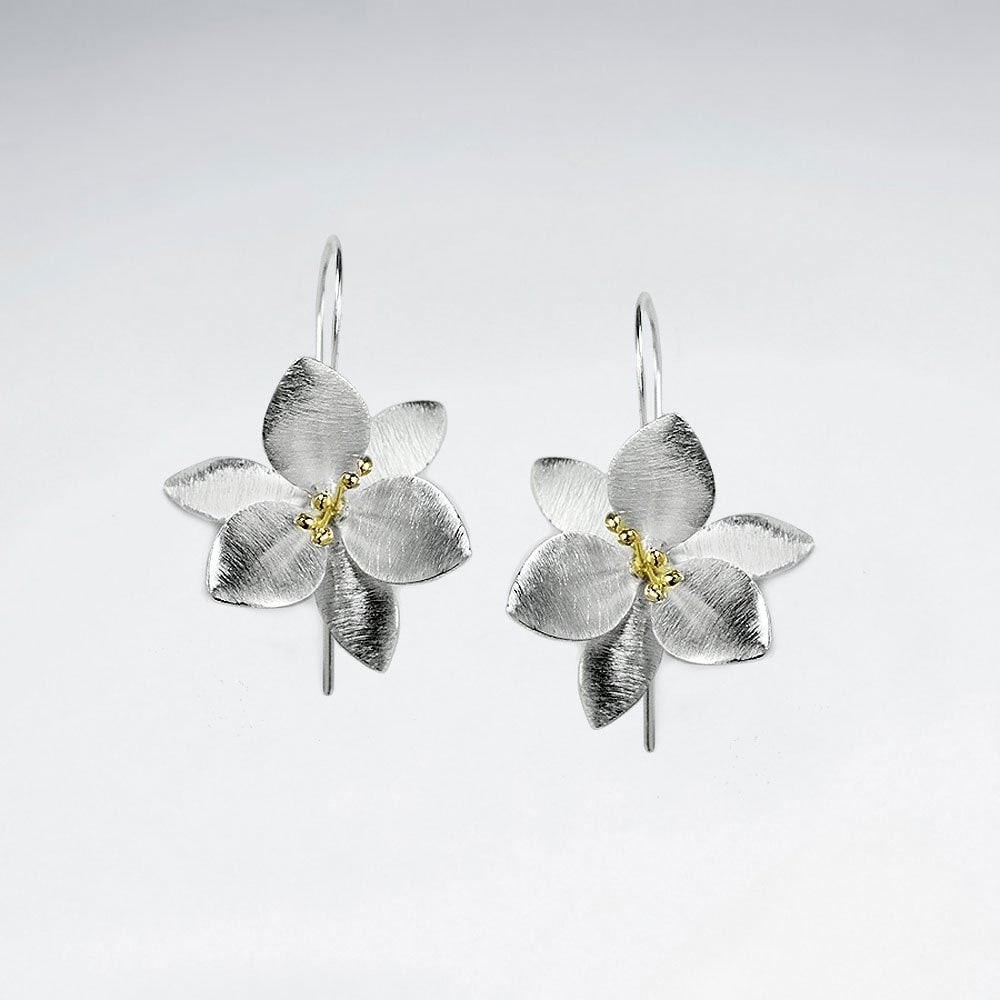Lovely Clematis Flower Inspired Silver Drop Earrings