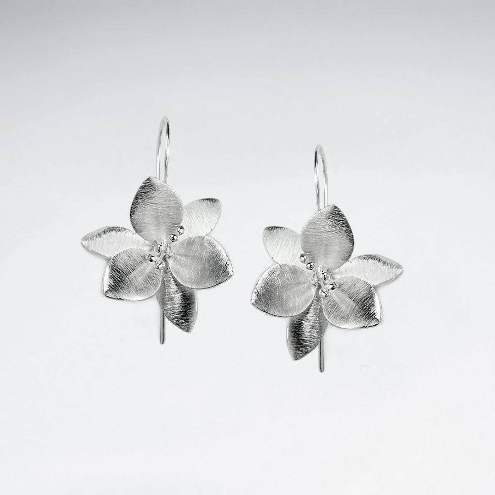Lovely Clematis Flower Inspired Silver Drop Earrings
