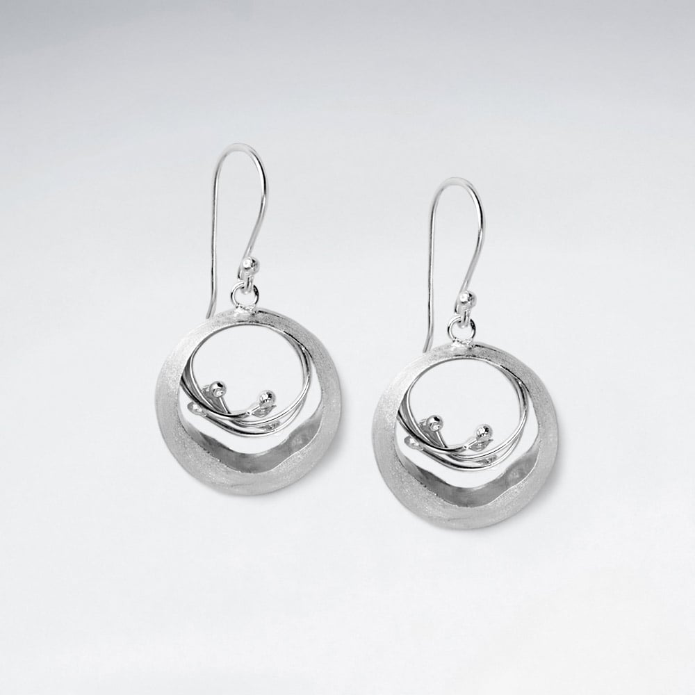 Sensational Sterling Silver  Double Hoop Dangle Earrings