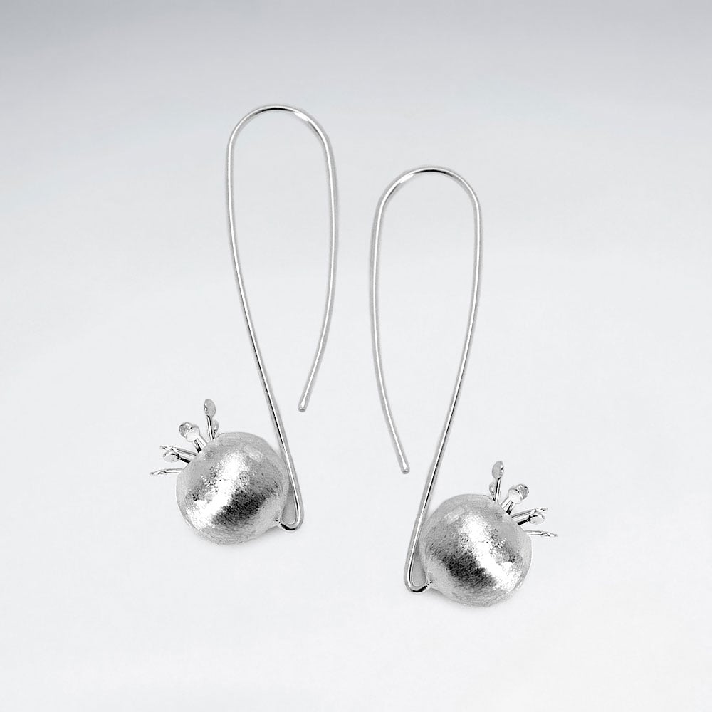 Crisscross Threader Sterling Silver Textured Ball Drop Earrings