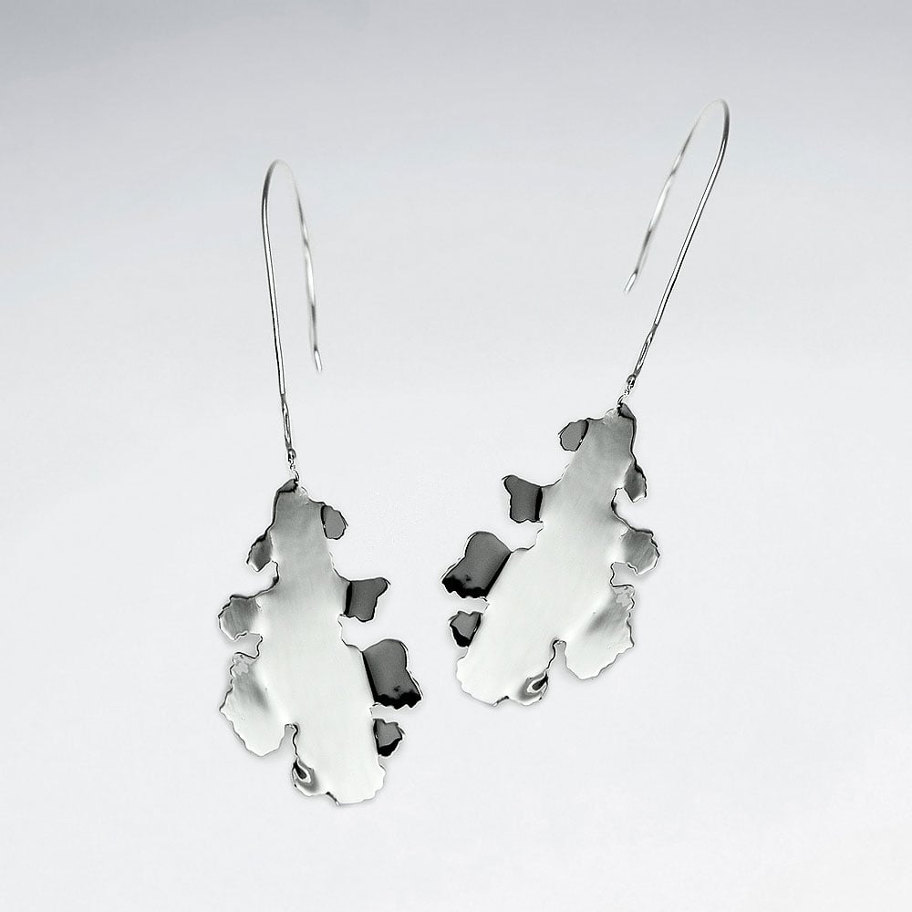 Sterling Silver Smooth Curved Leaf Inspired Drop Earrings
