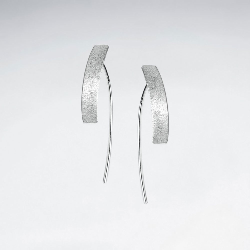 Matte Silver Bar Extended Hook Earrings