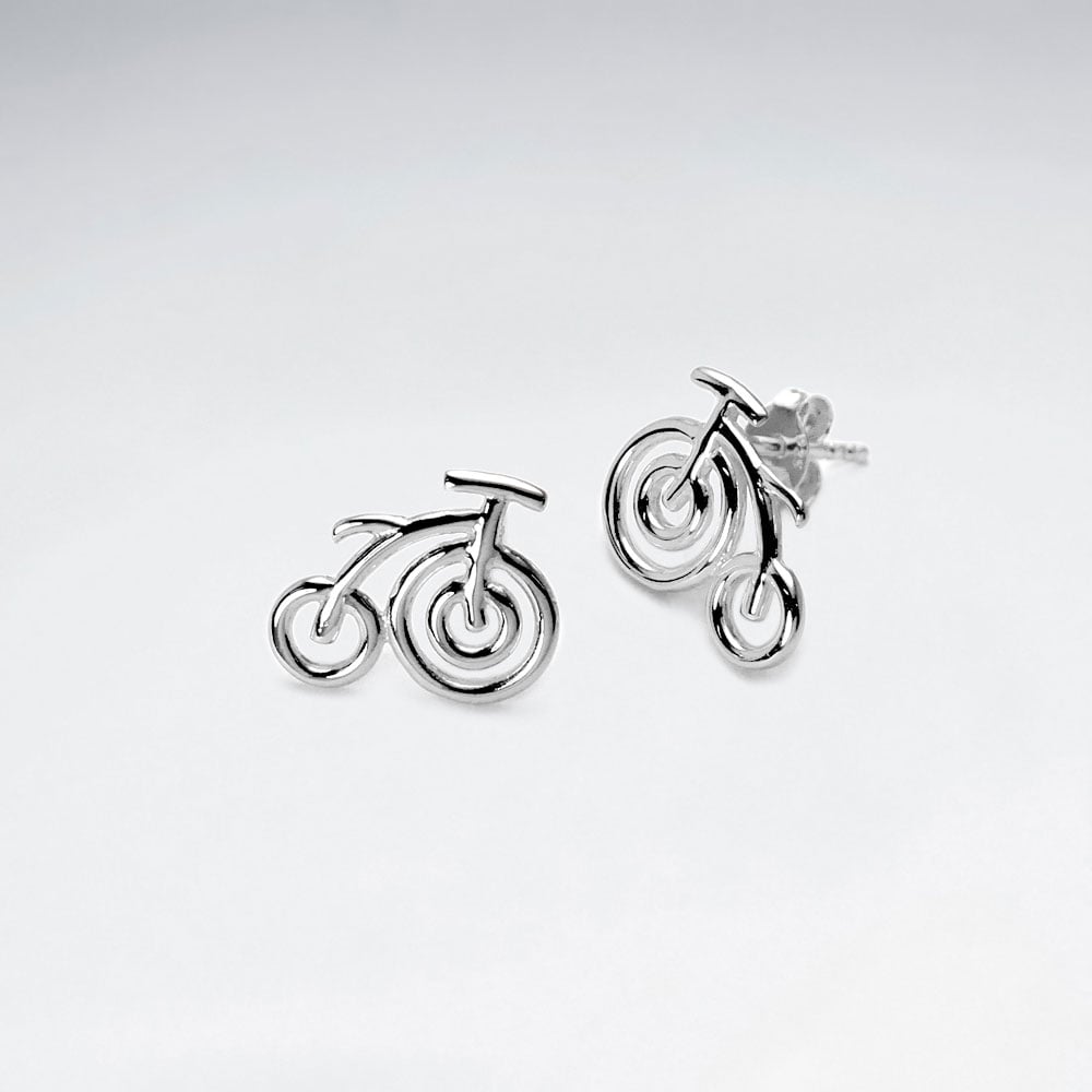 925 Sterling Silver Bicycle Stud Earrings