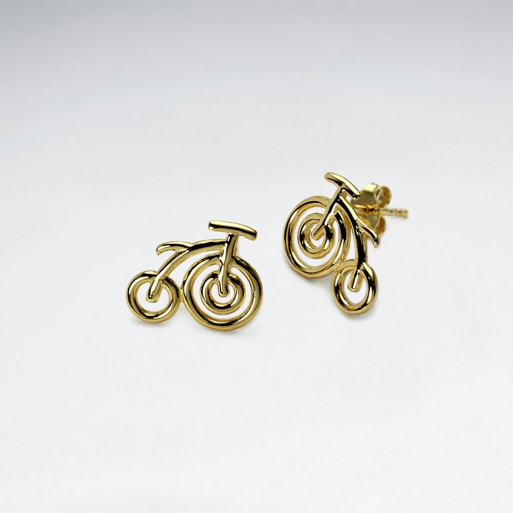 925 Sterling Silver Bicycle Stud Earrings
