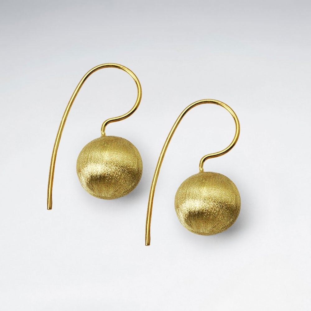 Sterling Silver Fashion Ball Matte Hook Earrings
